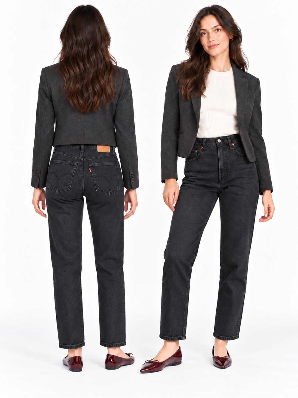 Levi’s Premium Ribcage Straight Ankle Jeans 25P Black High Rise Button Fly